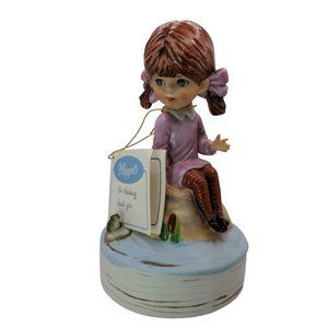 VTG 1973 Gorham Moppets Figurine Music Box I'm Thinking About You Girl WORKS
